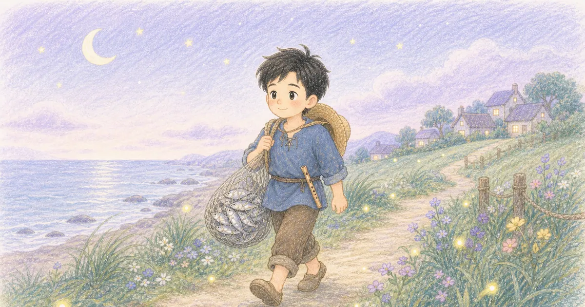 吹笛的漁夫插畫:第 7 段