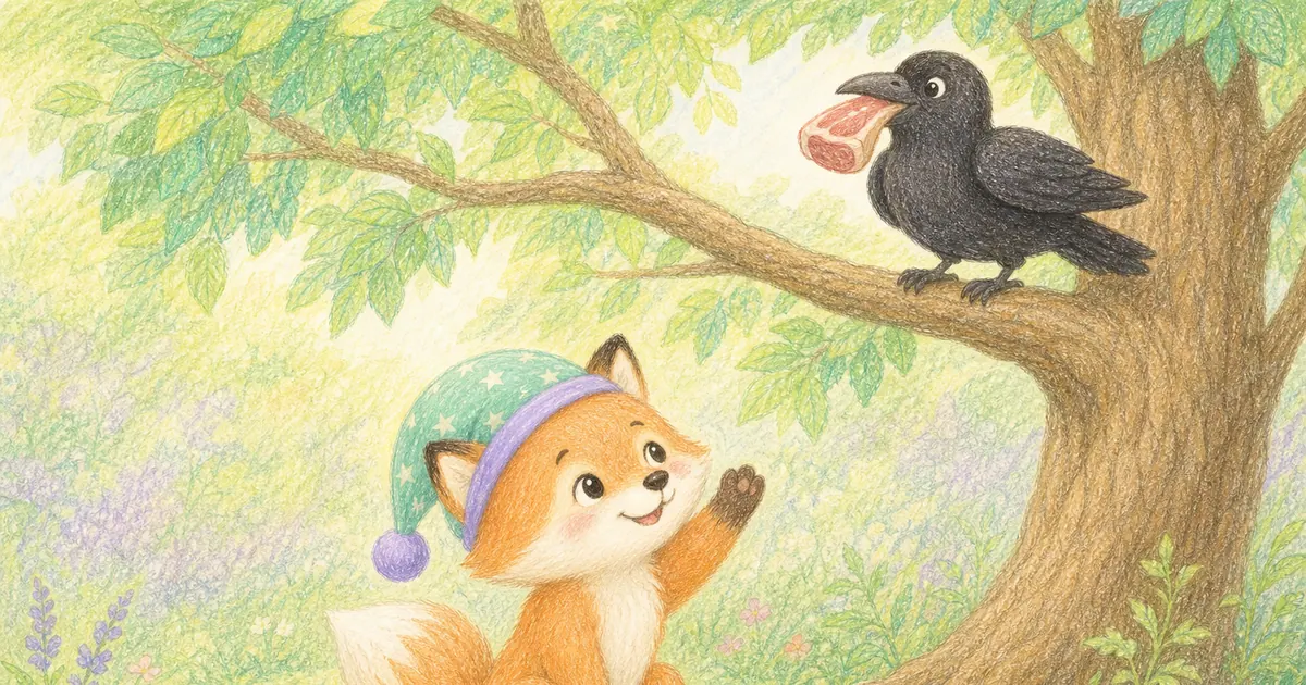 狐狸與烏鴉插畫：第 3 段