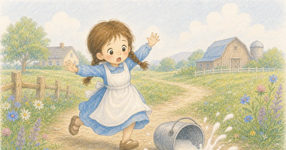 牛奶女孩與水桶插畫:第 5 段